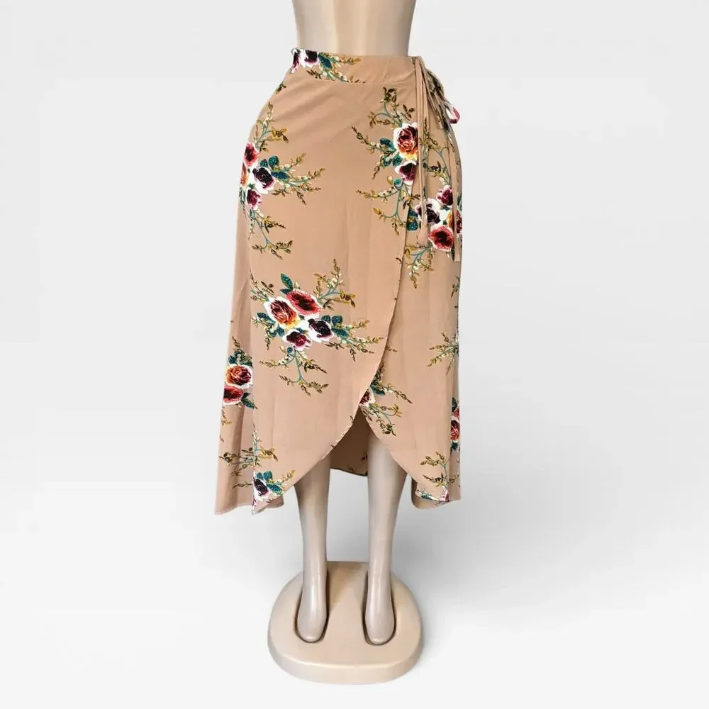 Floral Printed Tied Waist Skirt